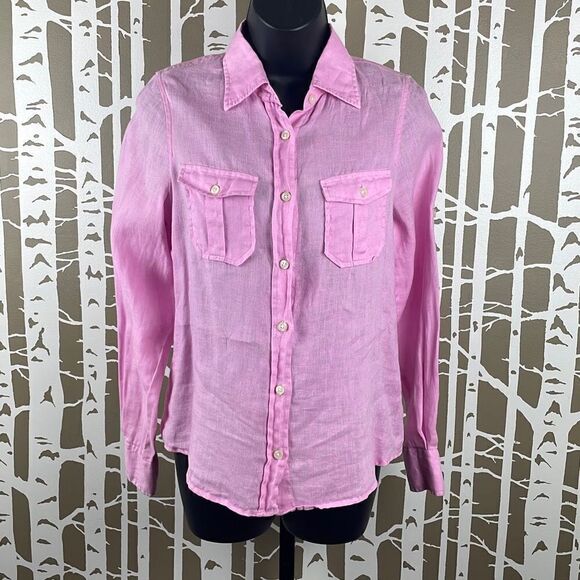 Jachs Company Pink Linen Heavenly Button Front Shirt XS - Picture 1 of 6